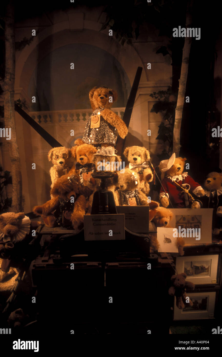 German toy store in Rothenburg lit up at midnight Stock Photo Alamy