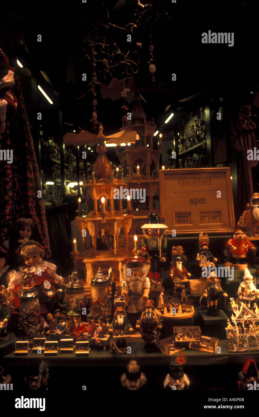German toy store in Rothenburg lit up at midnight Stock Photo Alamy
