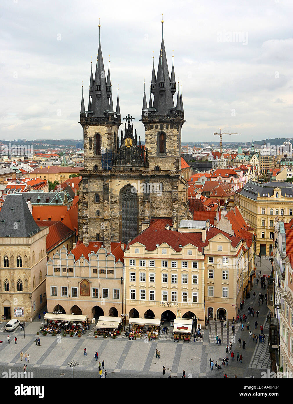 Church of Our Lady before Tyn in Prague, Czech Republic viewed from Town Hall Stock Photo
