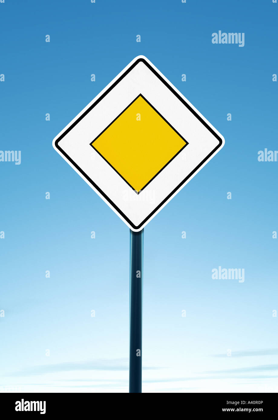 right of way sign Vorfahrtsschild Stock Photo