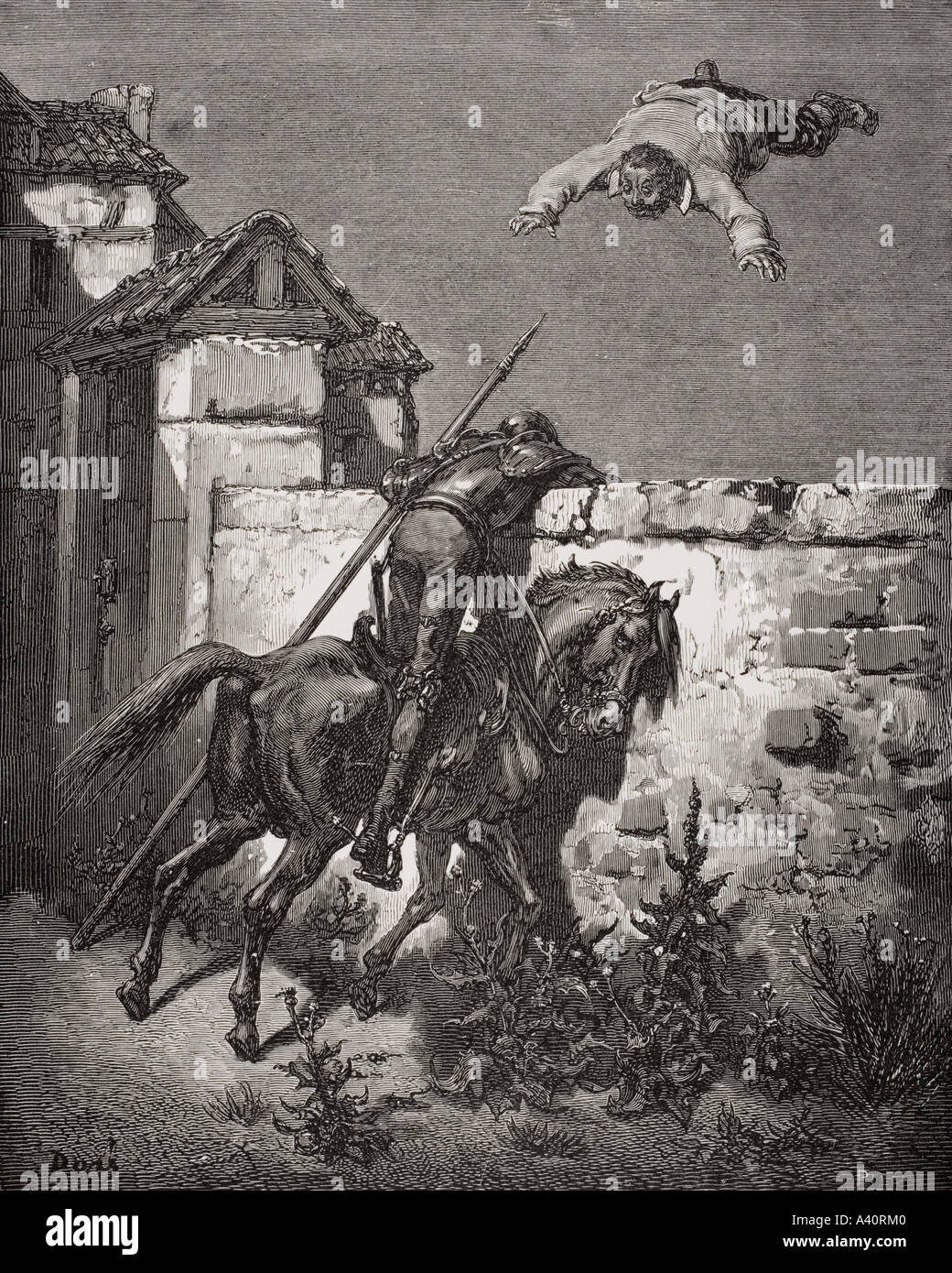 Illustration by Gustave Dore for Don Quixote Stock Photo