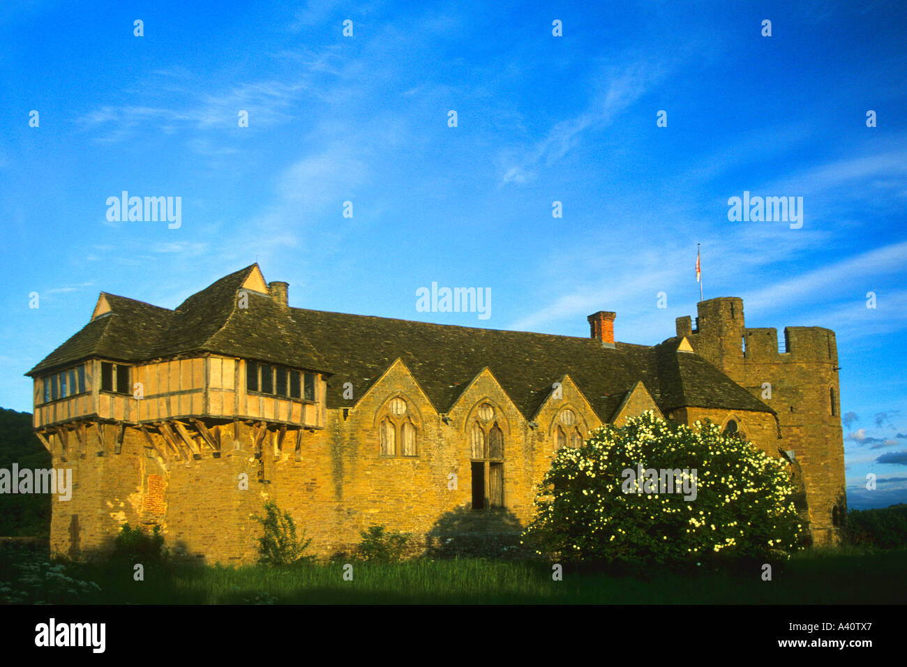 Stokesay Castle in Shropshire is a 13th Century Tudor medieval fortified manor house England United Kingdom UK Great Britain GB Stock Photo