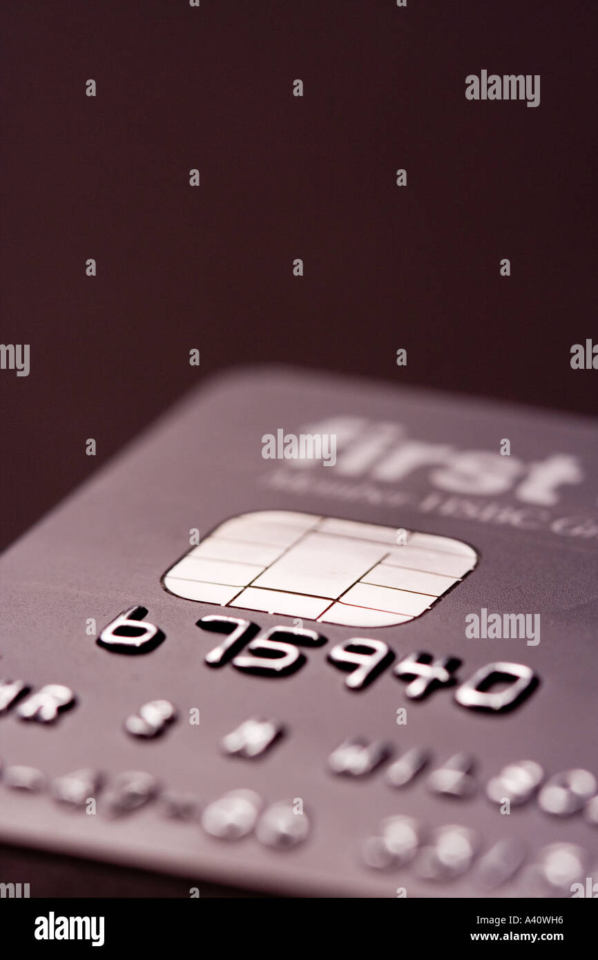 Black chip and pin credit card, showing the chip Stock Photo - Alamy