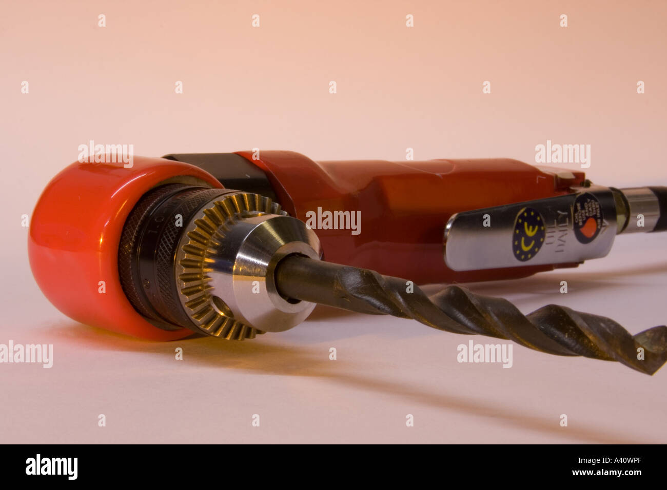 Compressed air powered drill, with bit, red Stock Photo Alamy