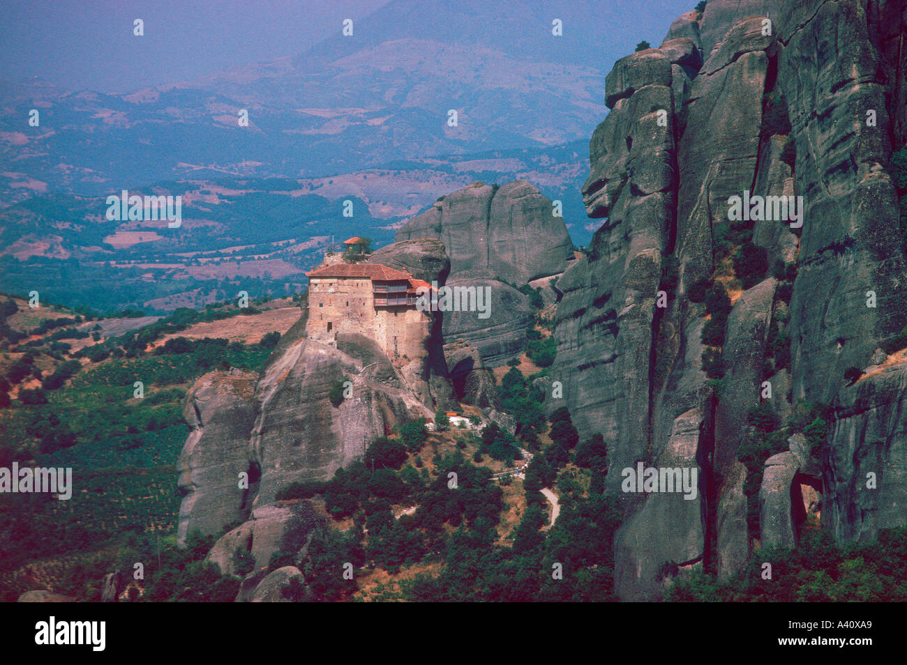 Orthodox Monastery. Meteora Mountains. Tessalonica. Greece Stock Photo
