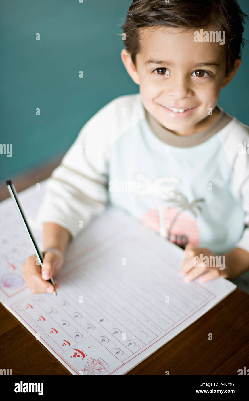 Child learning to write Stock Photo