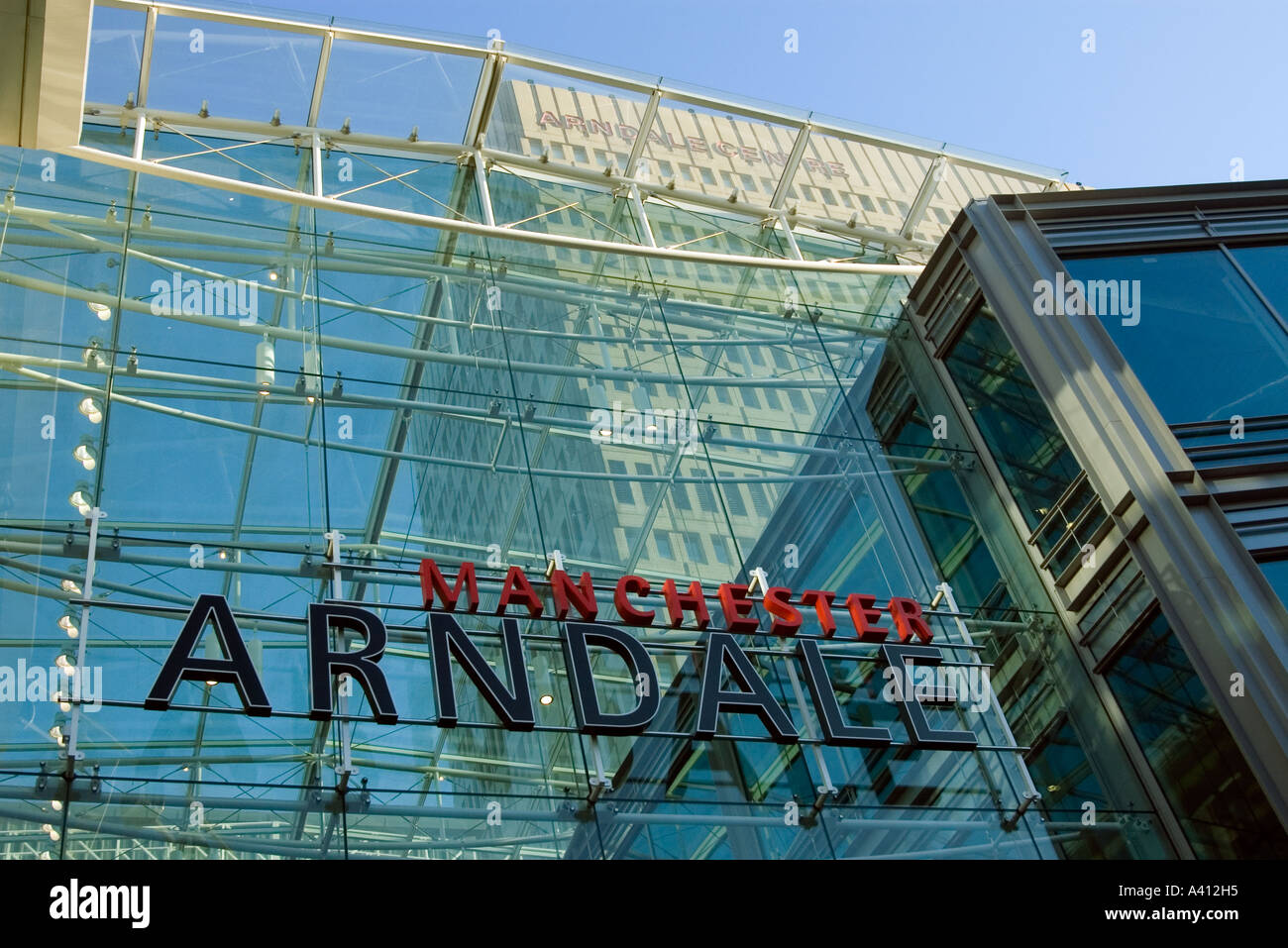 Arndale tower and entrance to shopping mall Manchester UK January 2005 ...