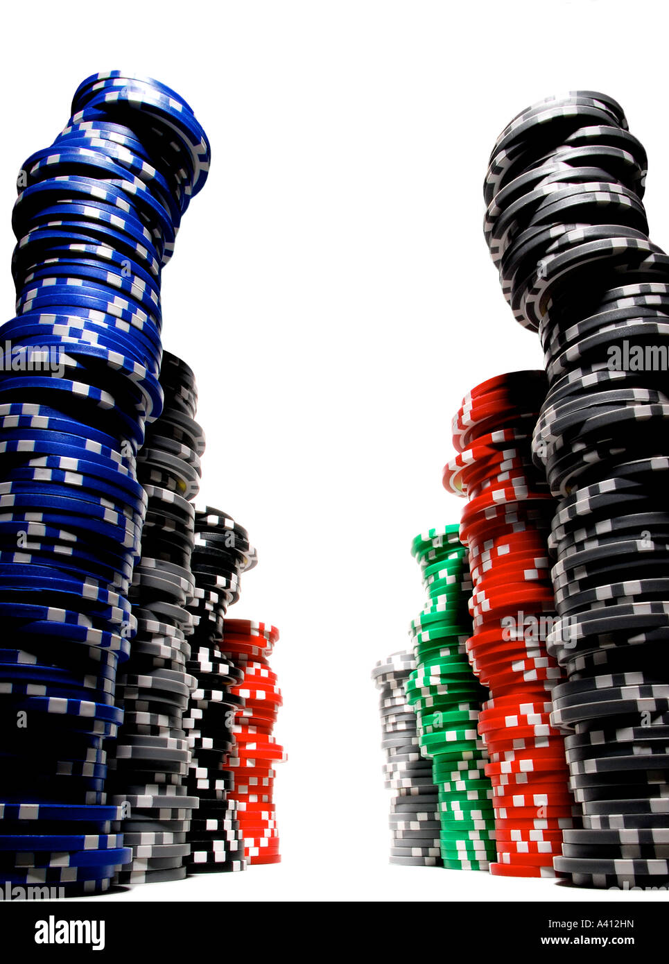 Stacks of giant Poker Chips / Super casino's. Picture by Patrick Steel patricksteel. Stock Photo