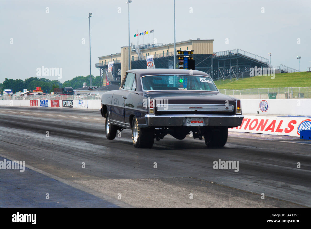 Chevrolet drag race car leaving the starting line at Indianapolis