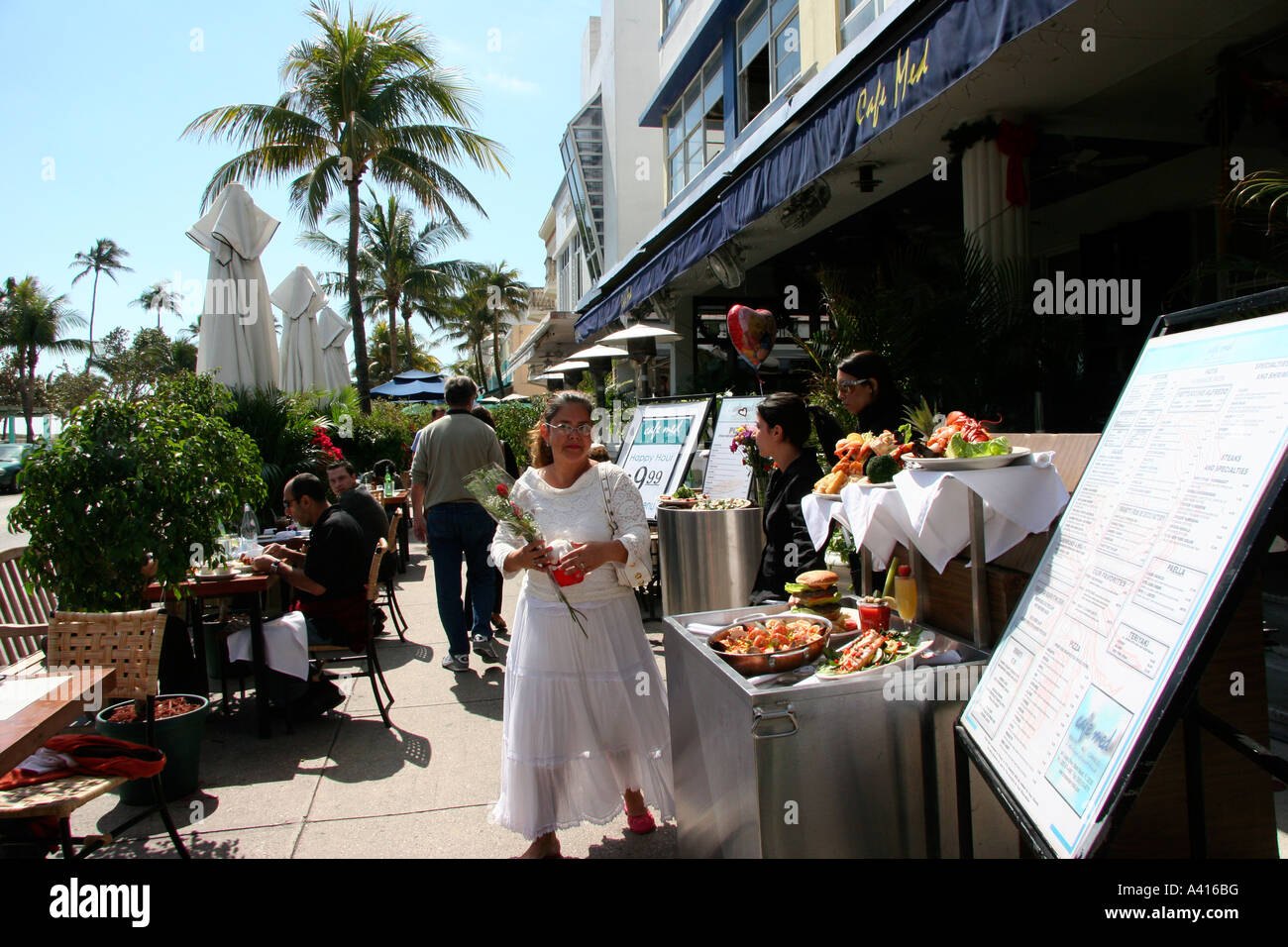Outdoor restaurant South Beach Miami Florida USA Stock Photo Alamy