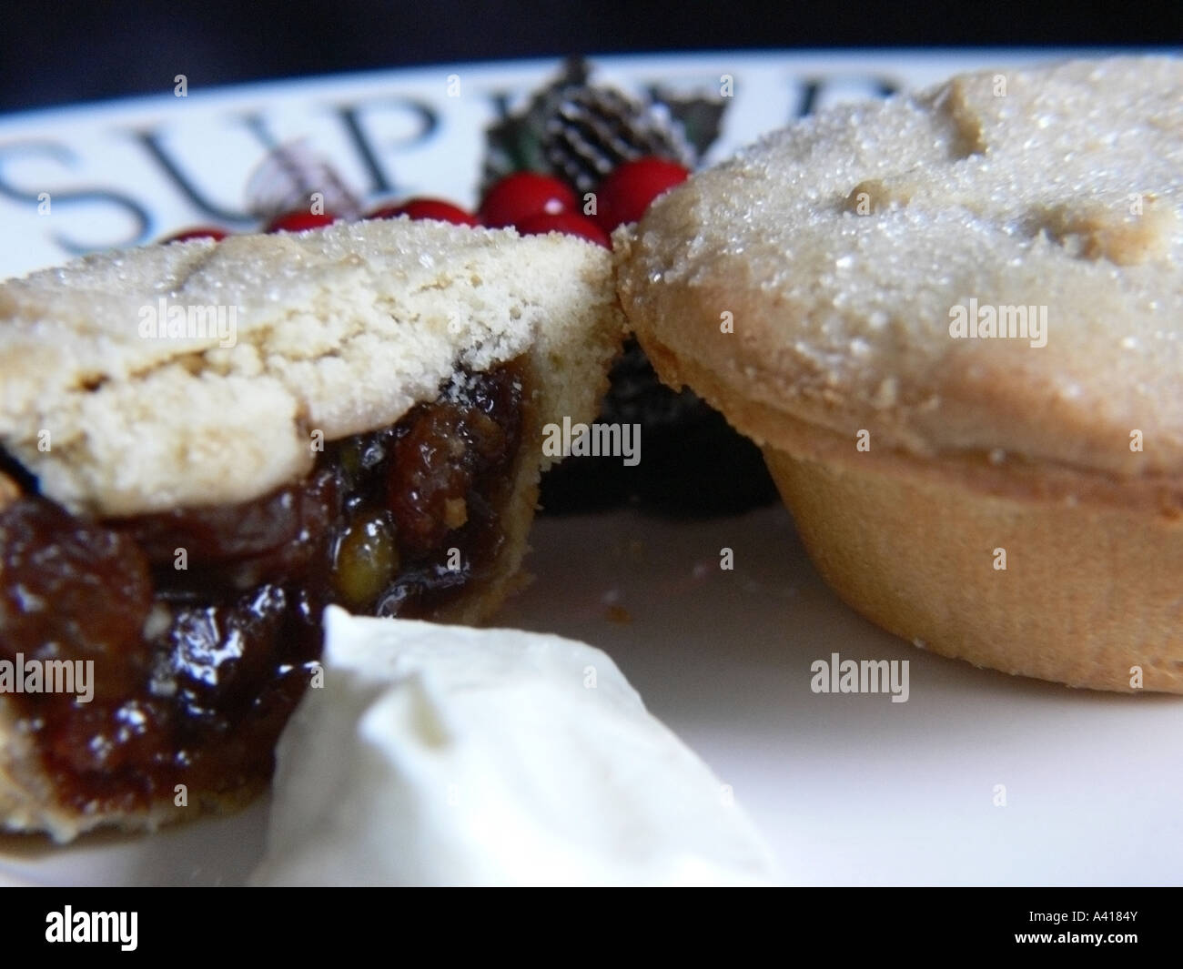 Mince pie with fresh cream hi-res stock photography and images - Alamy