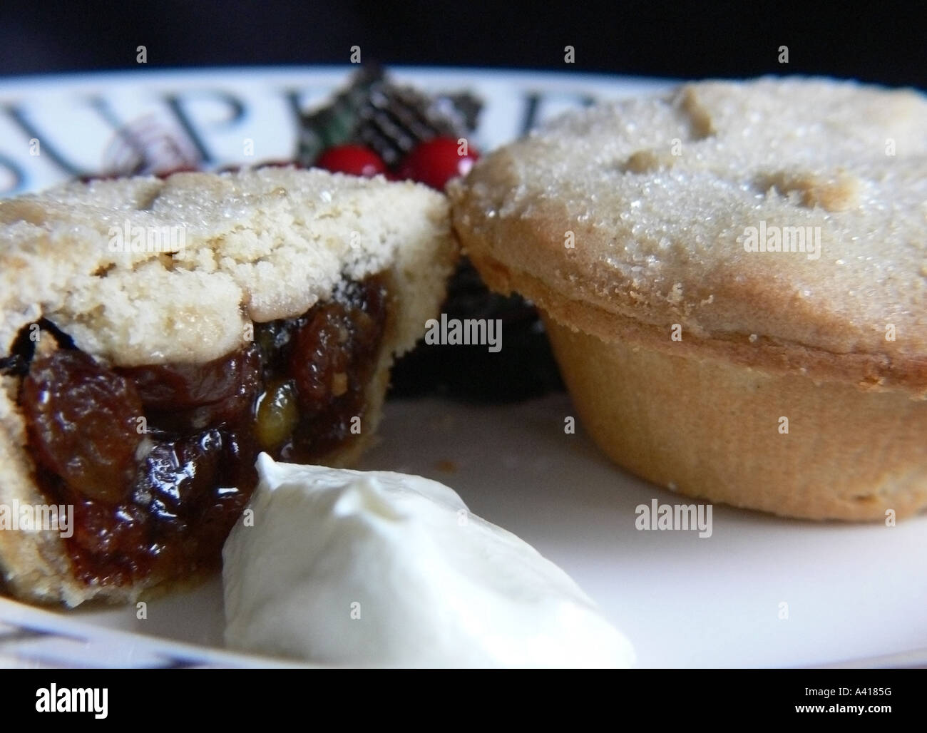 Mince pie with fresh cream hi-res stock photography and images - Alamy