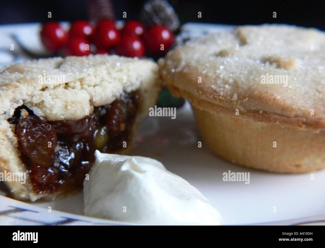 Mince pie with fresh cream hi-res stock photography and images - Alamy