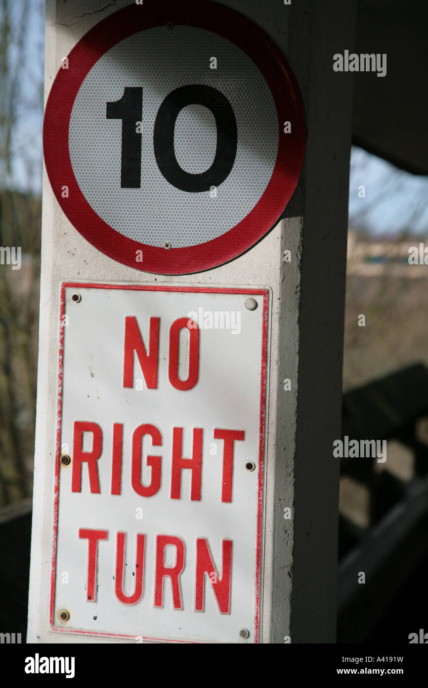 no right turn sign Stock Photo