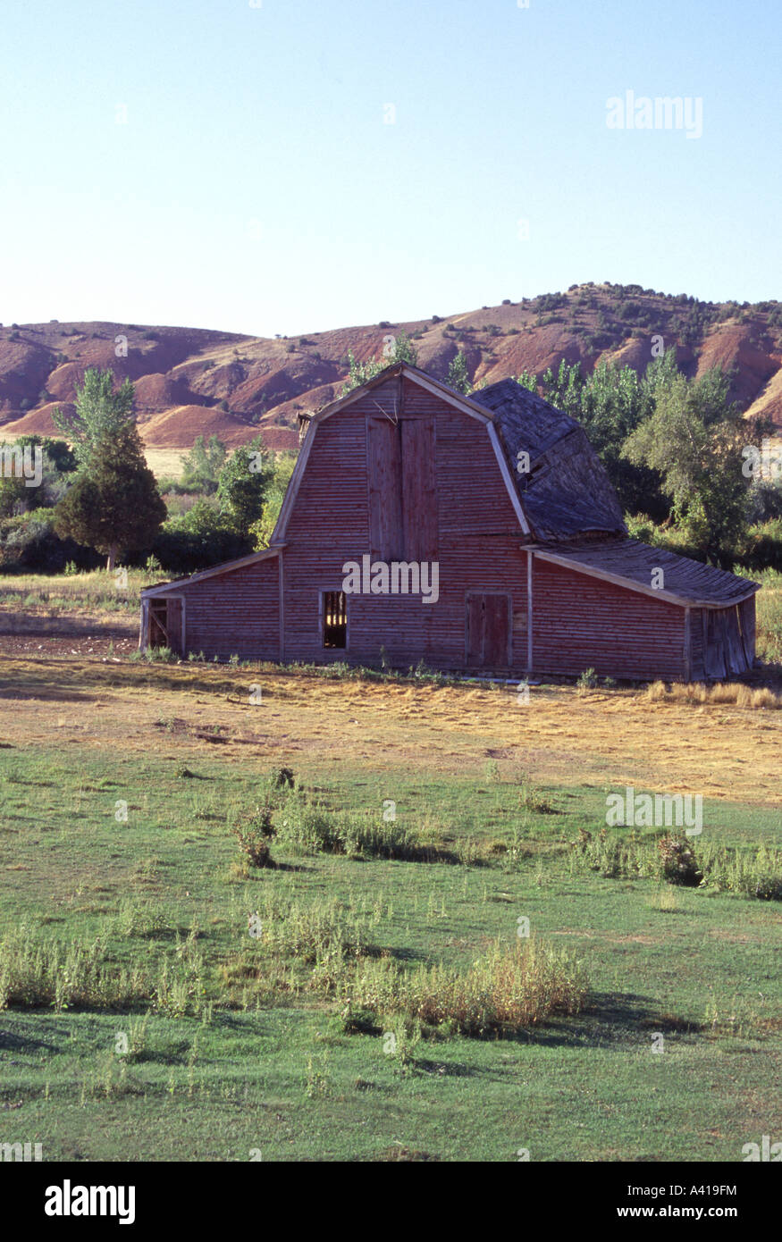 Tumbledown Barn, Wyoming, USA Stock Photo