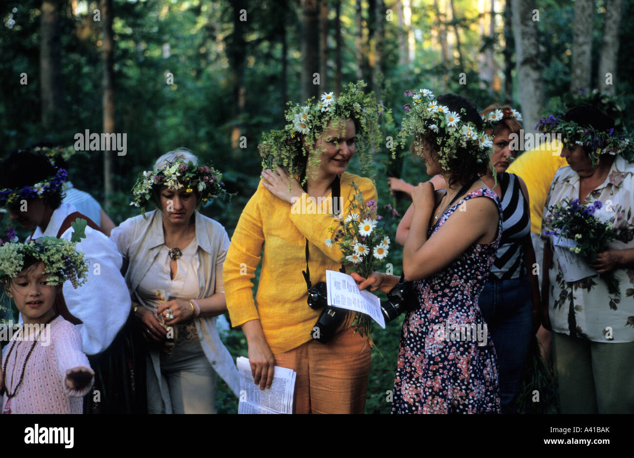 Latvians celebrate summer solstice Stock Photo