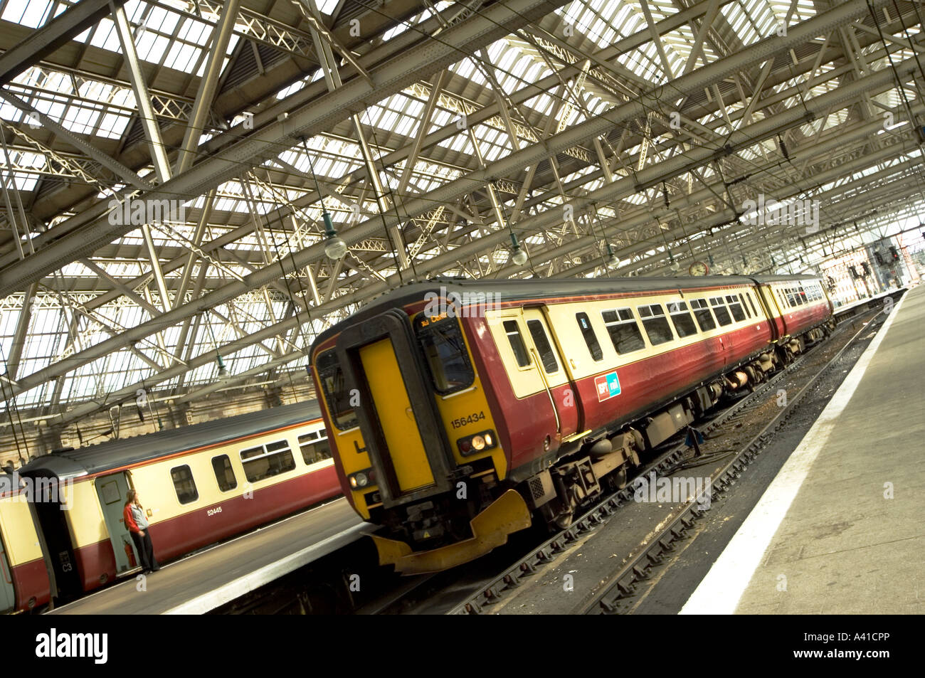 A Class 158 Express Sprinter Train of SPT at Glasgow Central Station Stock Photo