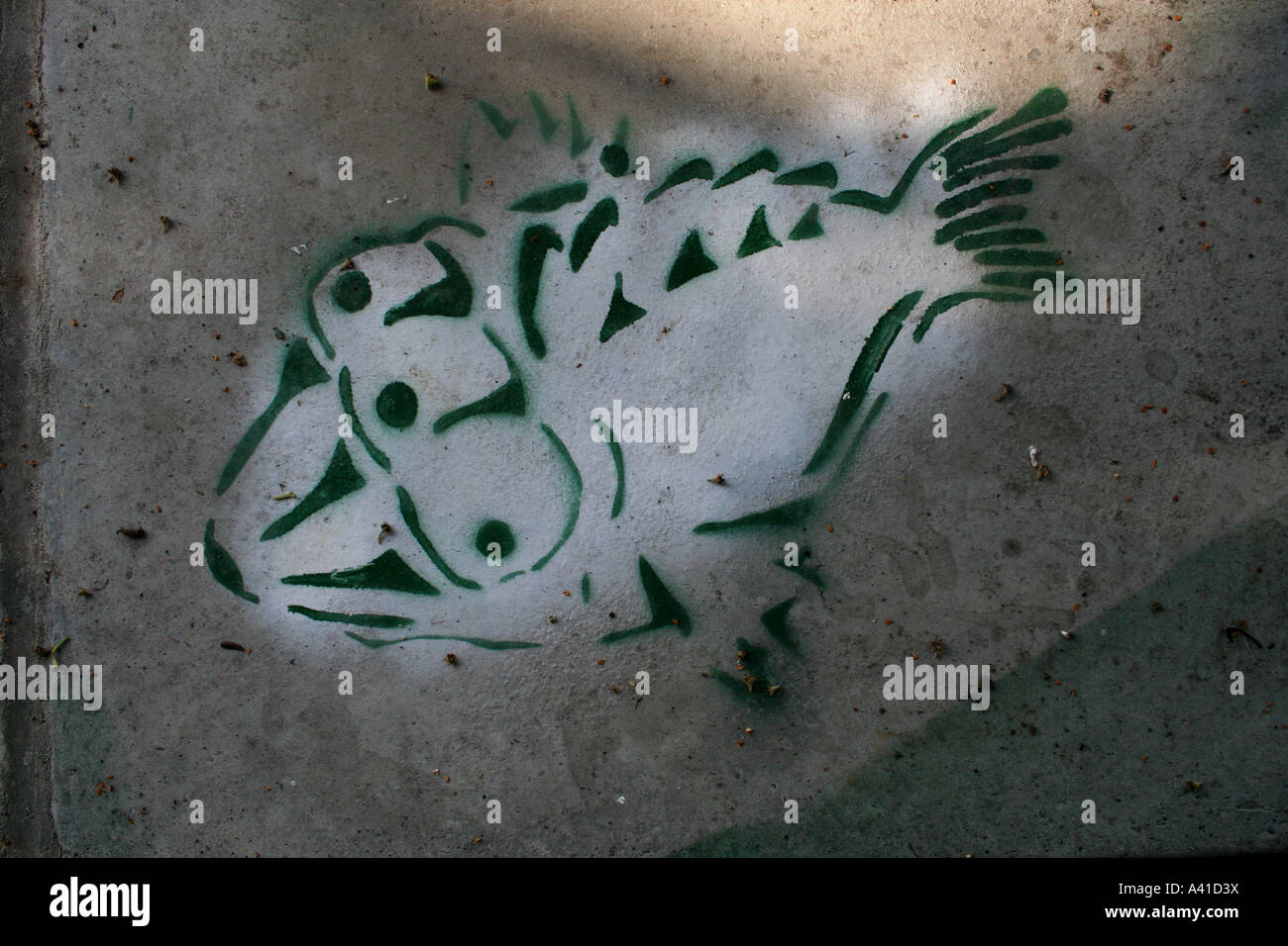Simpsons Stencil 3-eyed fish Stock Photo