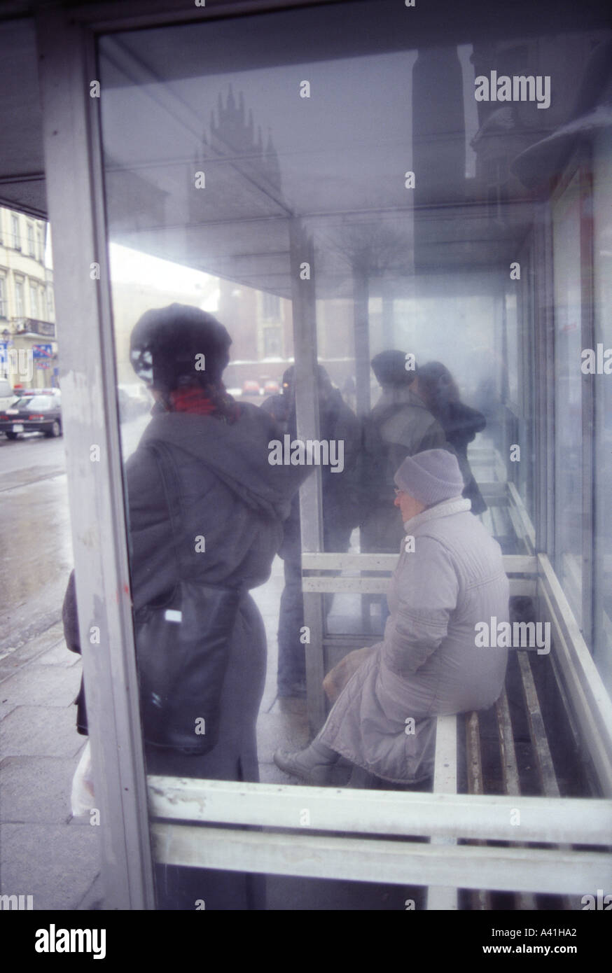 Bus stop passengers waiting hi-res stock photography and images - Alamy