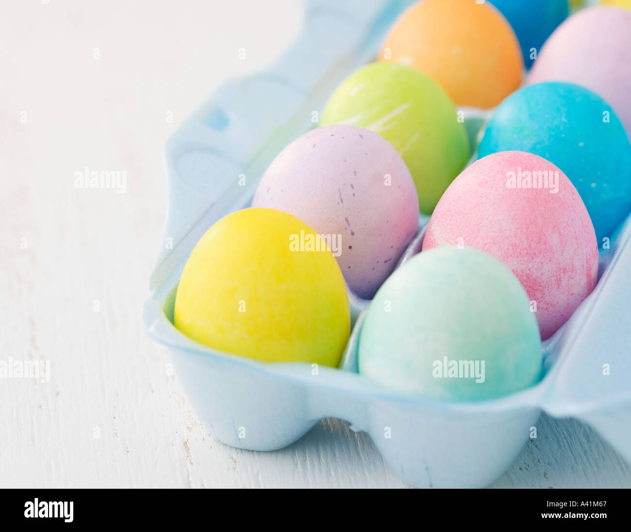 Closeup of colored Easter eggs Stock Photo