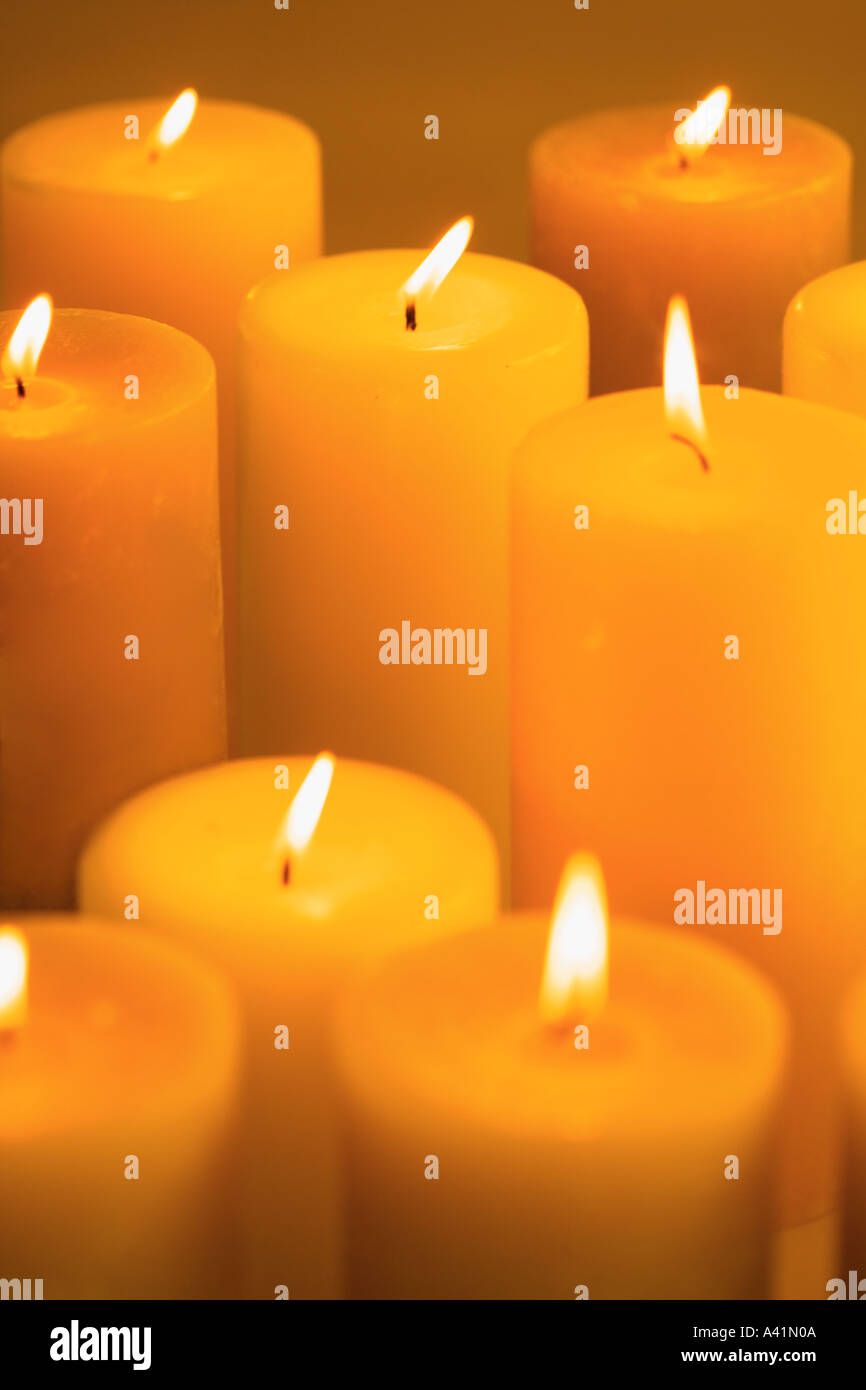 Still life of lighted candles Stock Photo Alamy