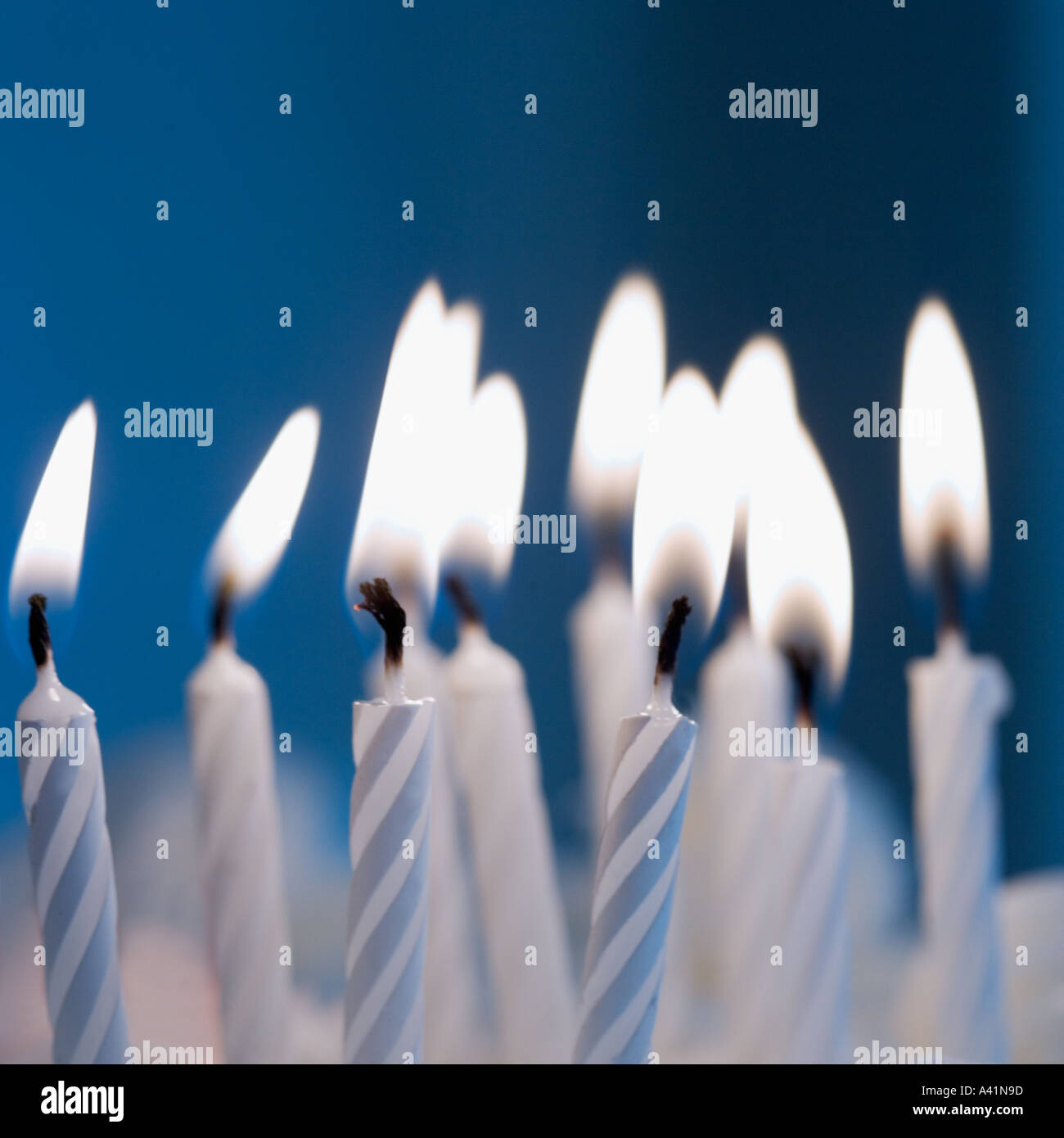 Lit birthday candles Stock Photo Alamy