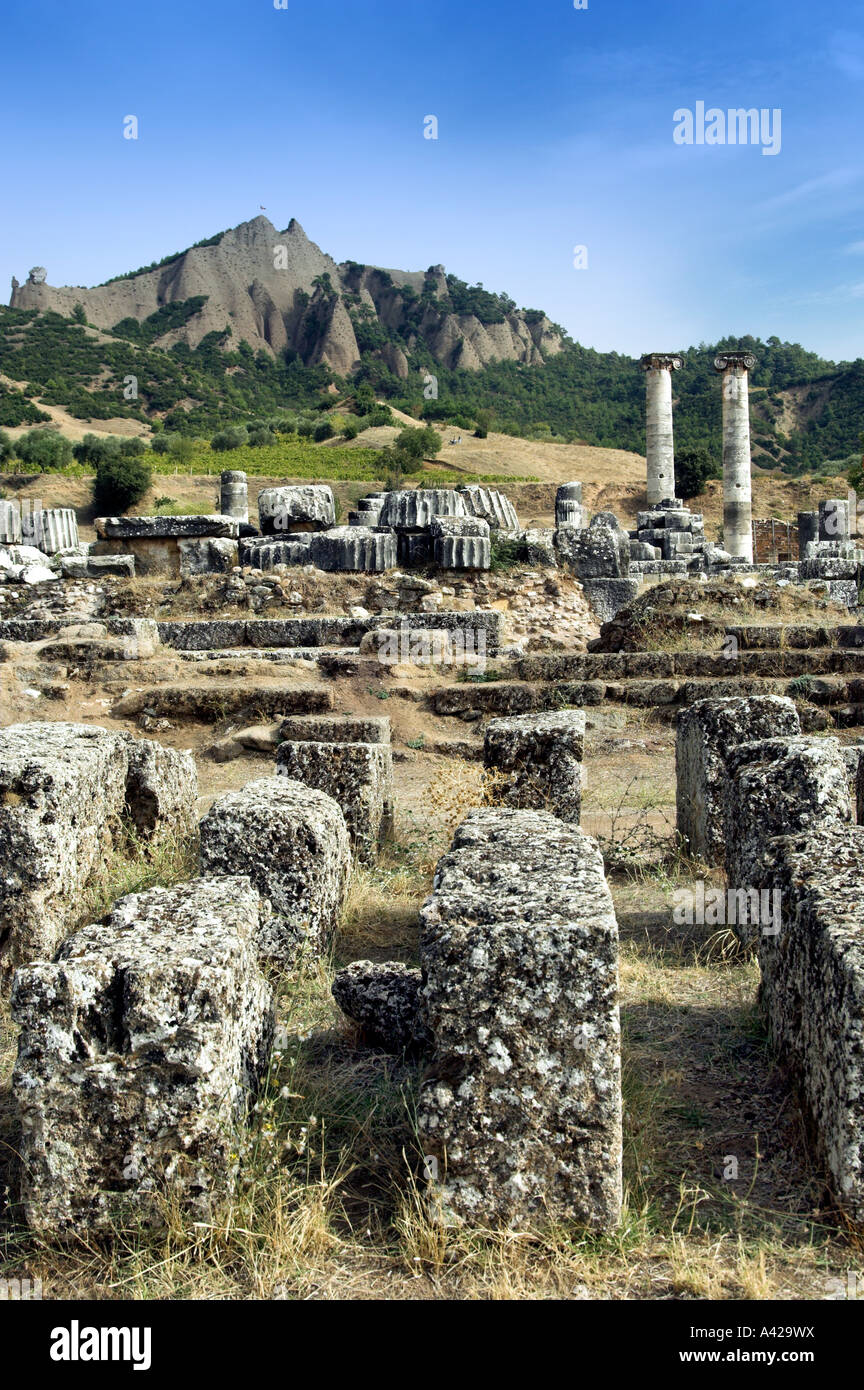 The ruins of the Temple of Artemis and the Acropolis in Sardis Turkey