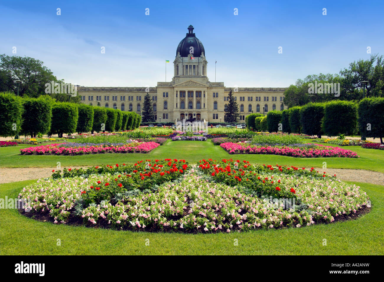 Formal flower gardens and the Saskatchewan Provincial legislative