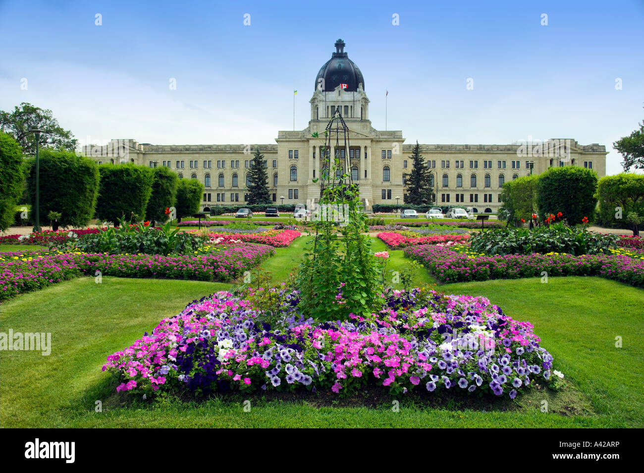 Formal flower gardens and the Saskatchewan Provincial legislative