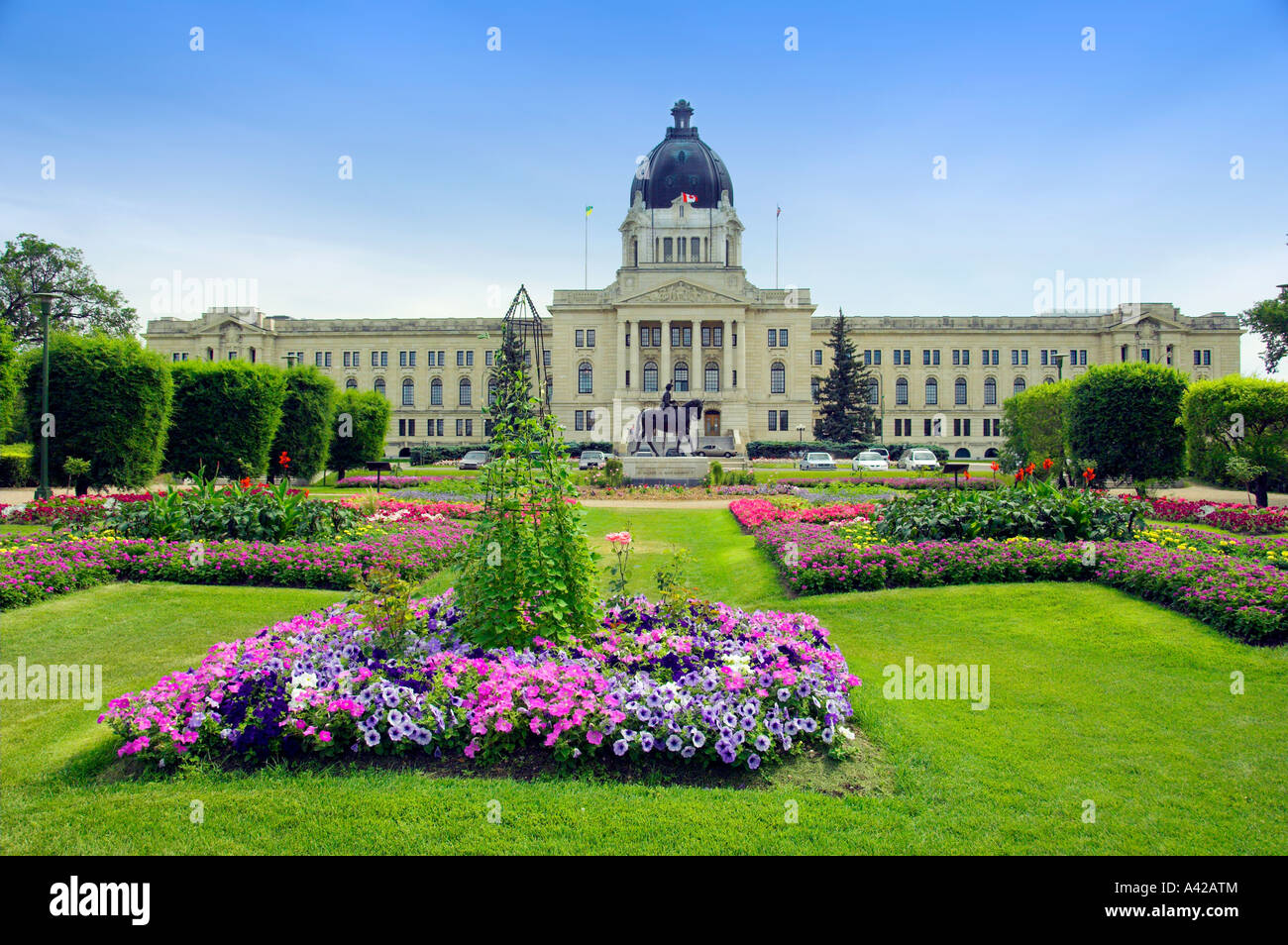 Formal flower gardens and the Saskatchewan Provincial legislative