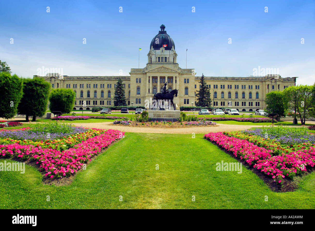 Formal flower gardens and the Saskatchewan Provincial legislative