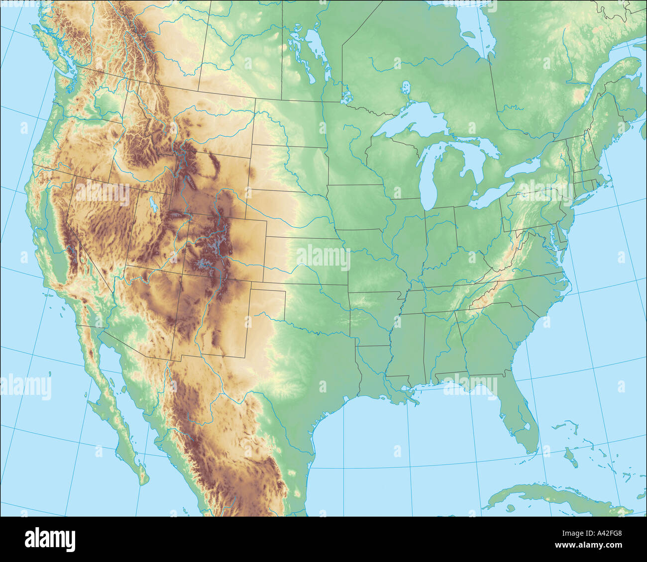 America Map Mountains Political Map Hi Res Stock Photography And Images Usa Map A42FG8