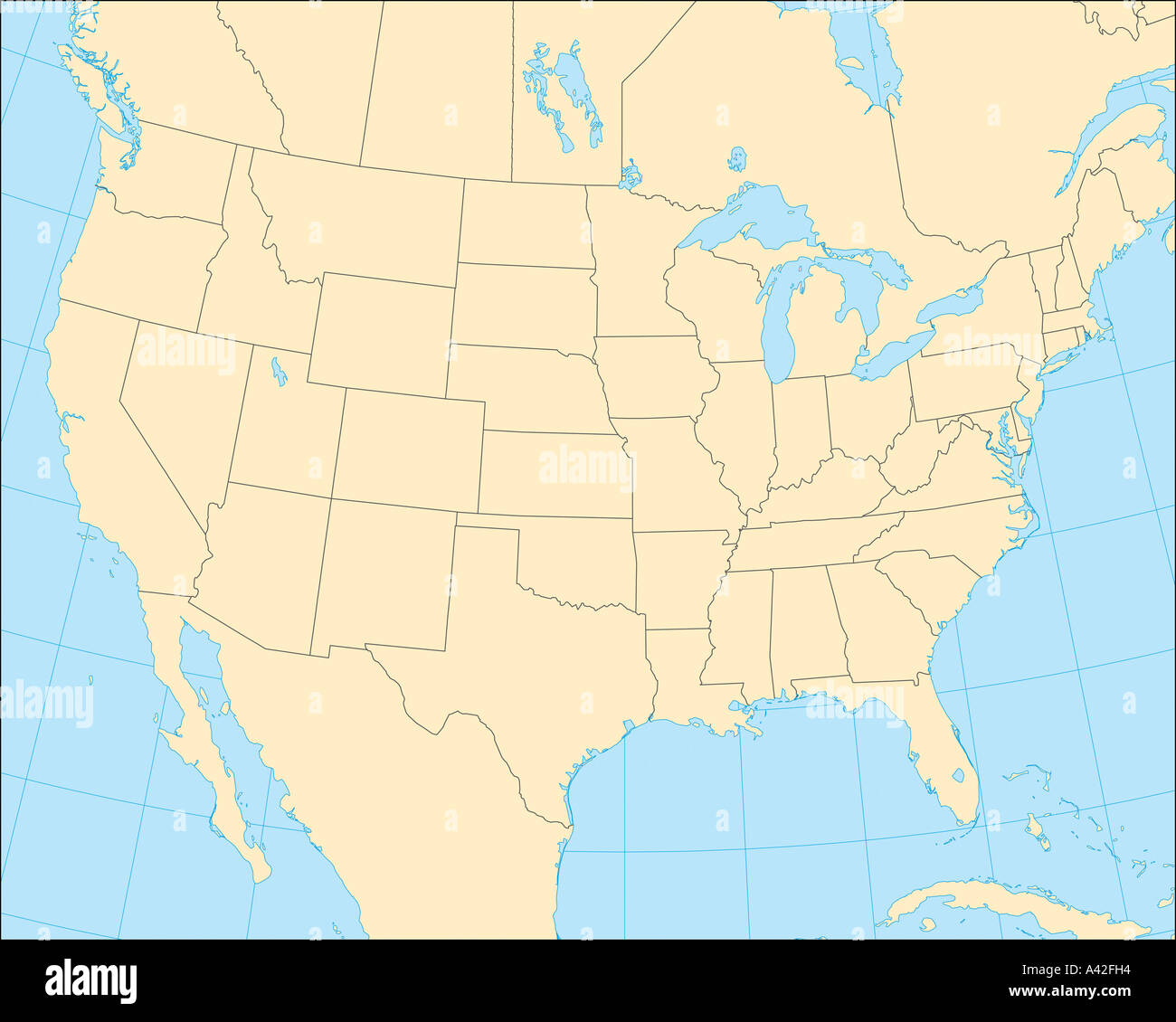 Map of the USA Stock Photo