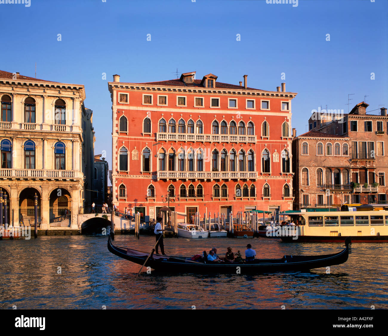 Canale Grande near Rialto Bridge , Gondola Stock Photo