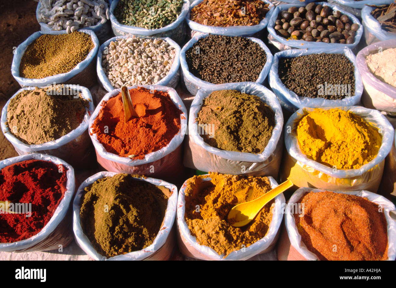 India Goa Mapsa market curry spices Stock Photo