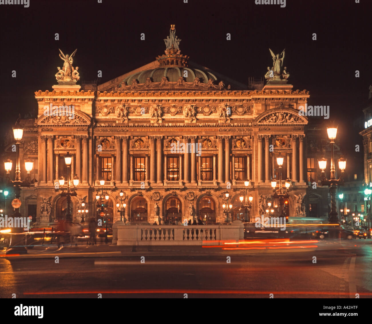 France Paris opera garnier at night panorama Stock Photo