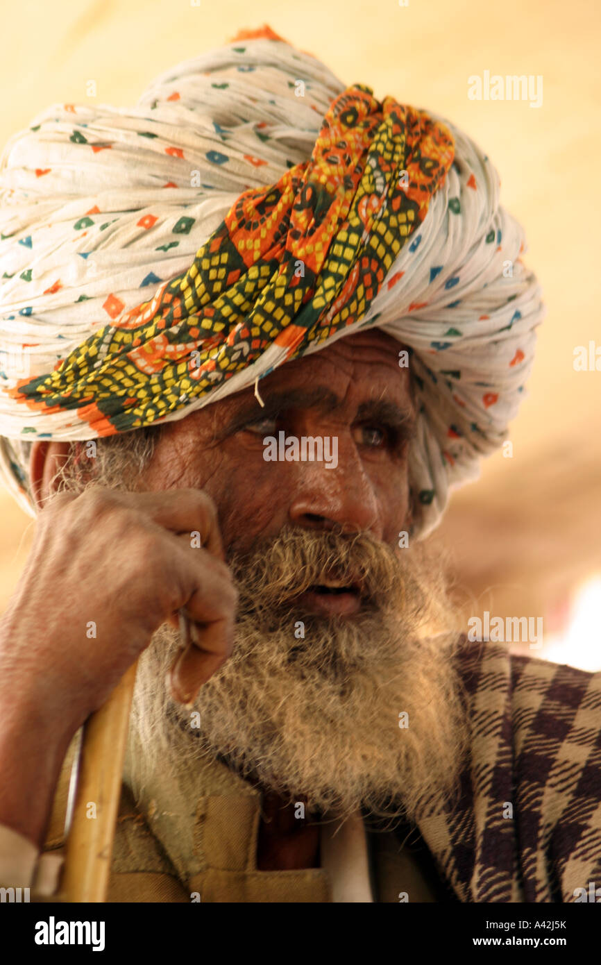 Trader, shepherd at the festival of Talwara in Rajasthan India Stock Photo