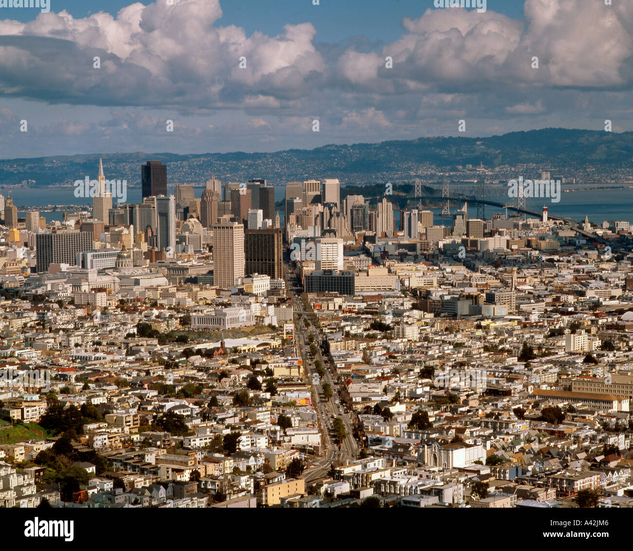 USA Los Angeles panoramic view downtown LA skyline Stock Photo