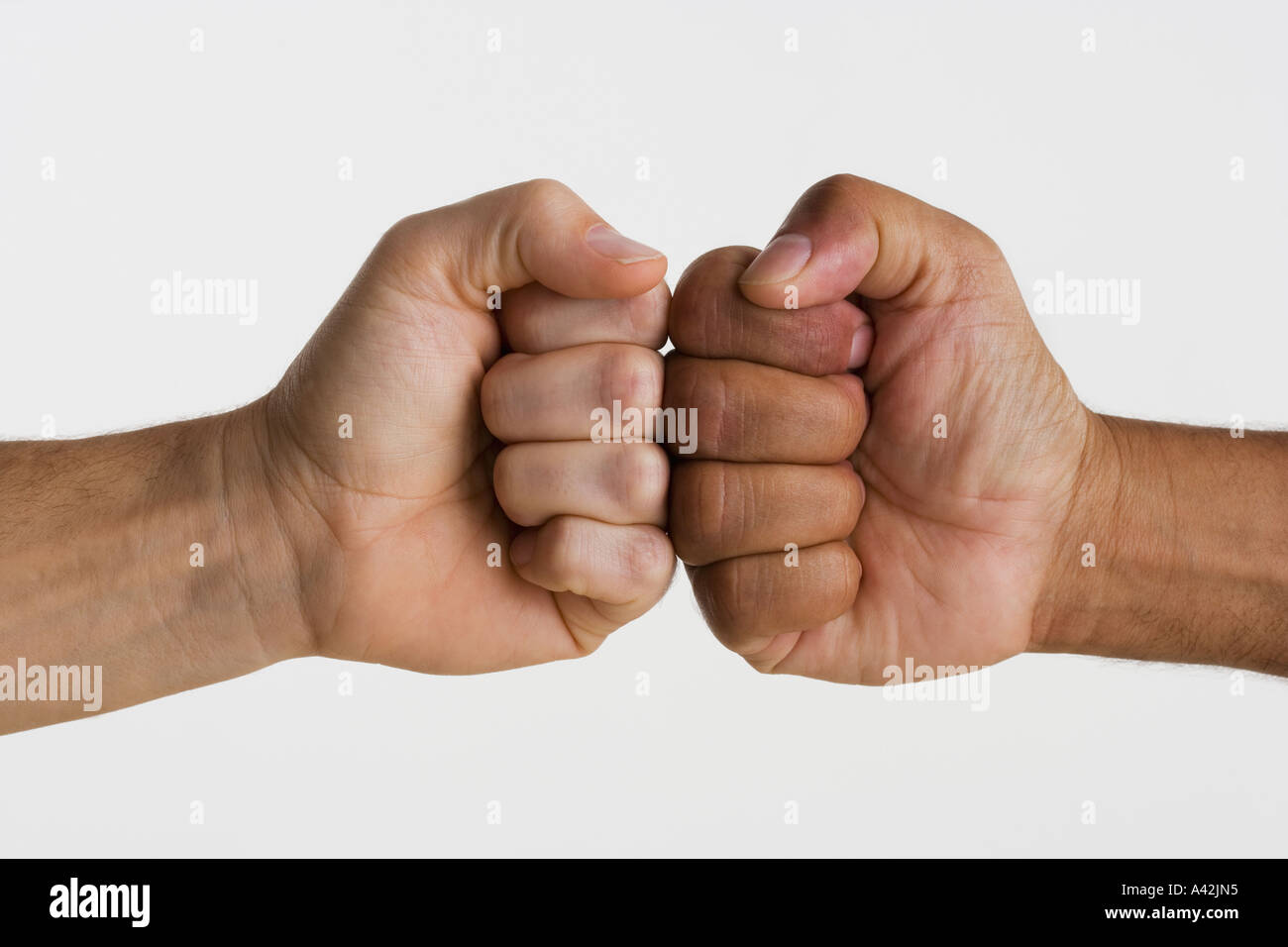 Close up of two hands touching knuckles together Stock Photo - Alamy