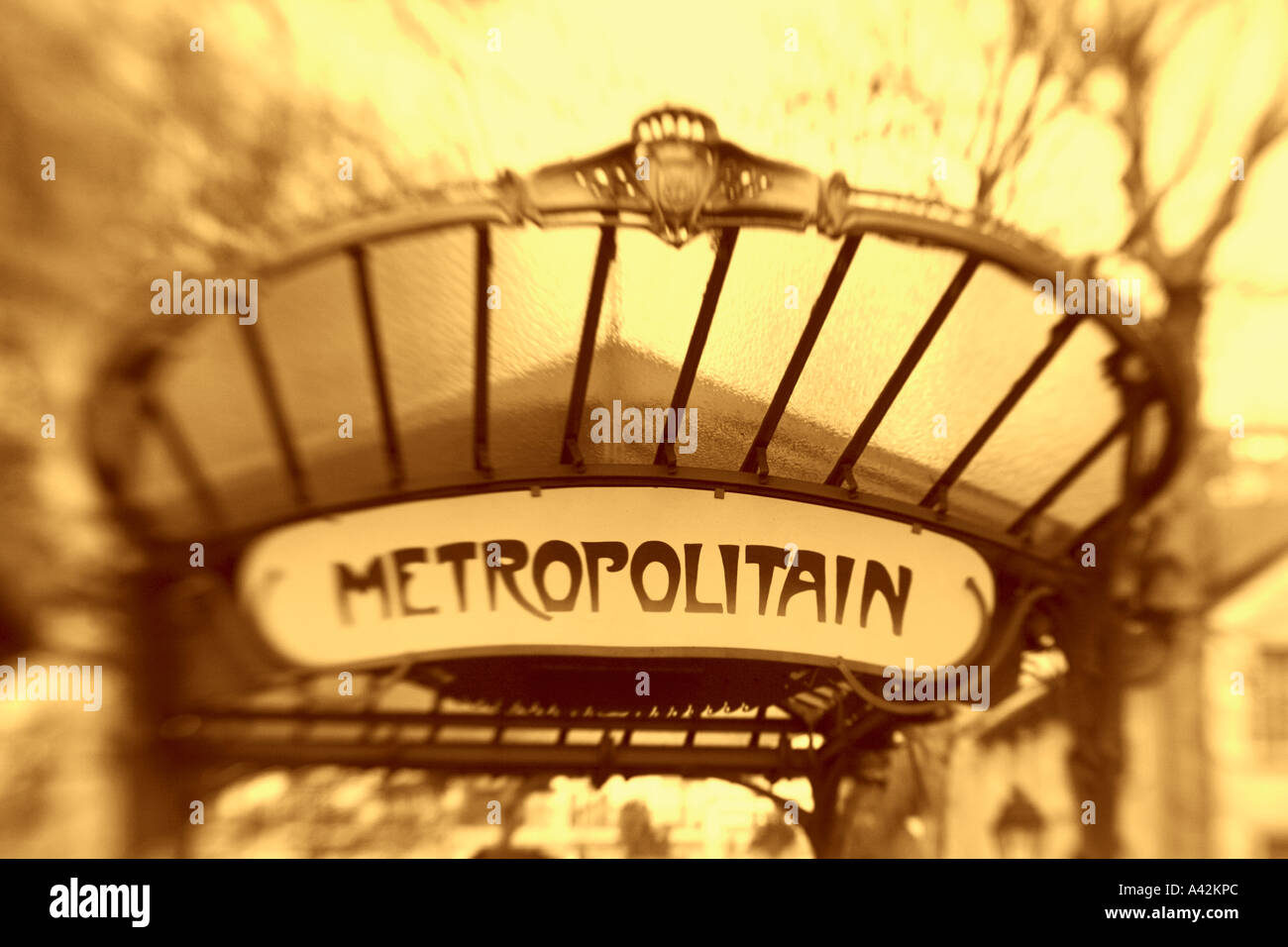 Paris France Metro Abbesses Metropolitan sign art nouveau Stock Photo