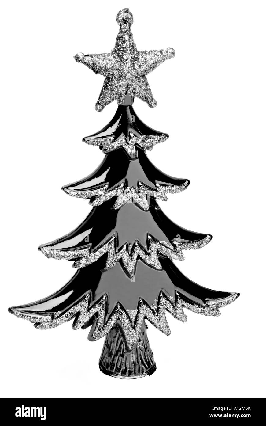 Single Christmas tree in Black and White Stock Photo
