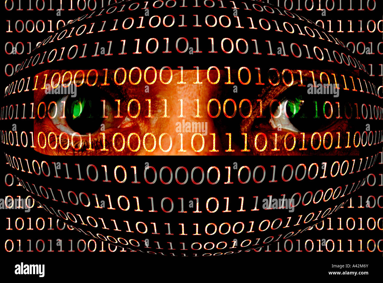 Eyes in binary code abstract identity fraud concept Stock Photo - Alamy