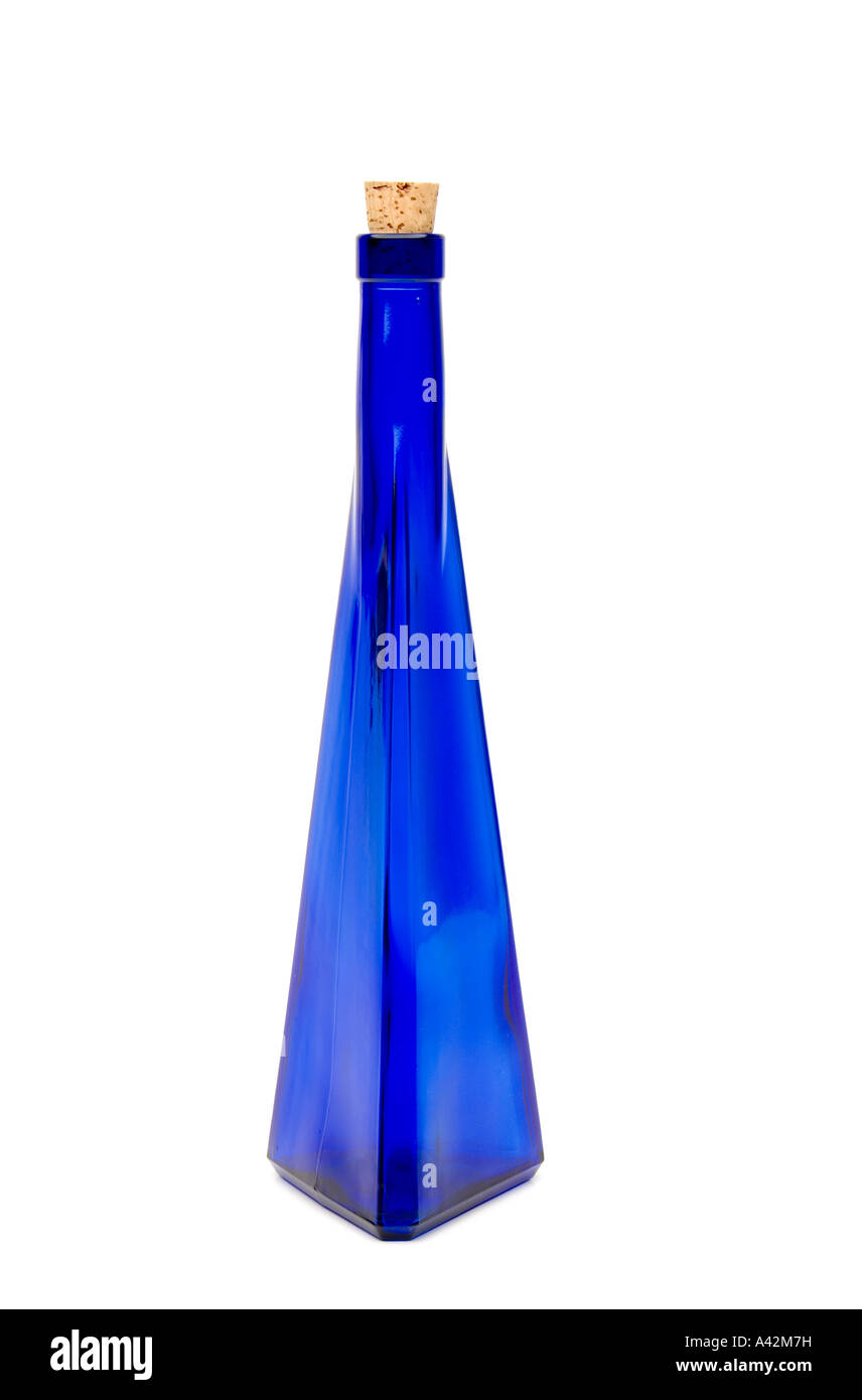 Blue Bottle on White Background Stock Photo