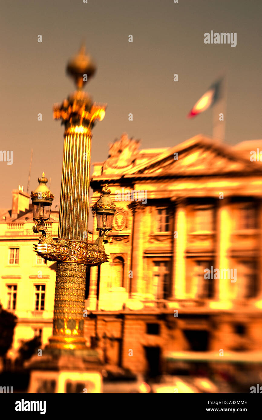 Paris France Place de la Concorde Hotel de Crillon five star blurred Stock Photo