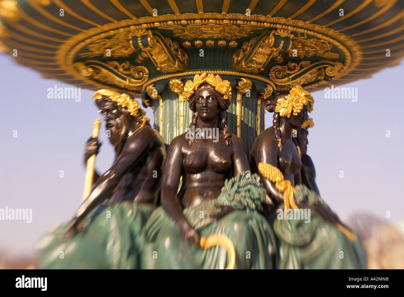 Paris France Place de la Concorde fountain sculptures Stock Photo