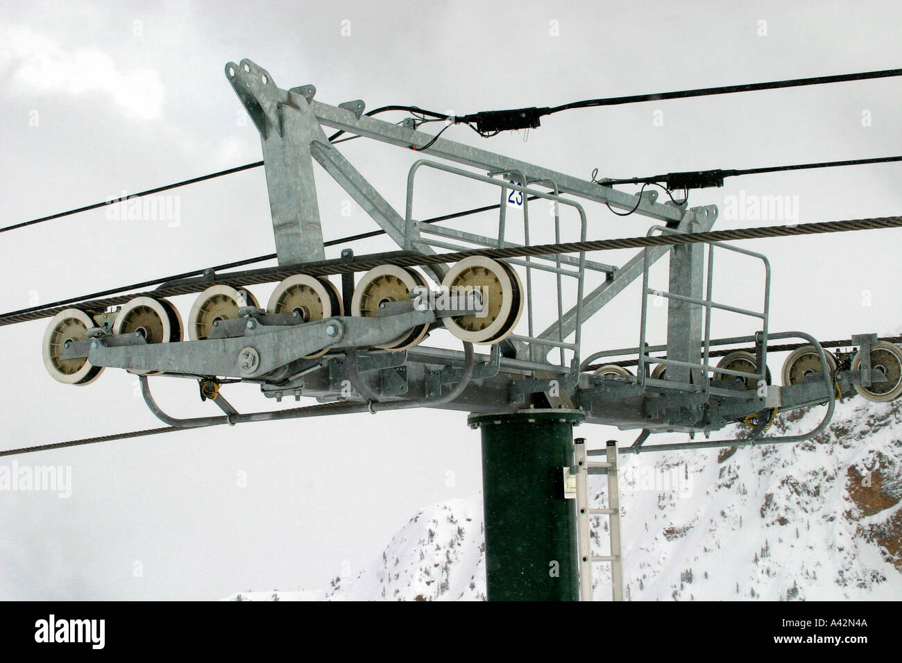 Skiing in the Canadian Rockies Gondola lift Stock Photo