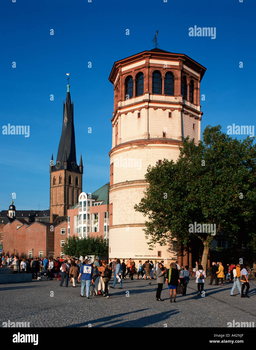 Duesseldorf castel tower promenade Stock Photo