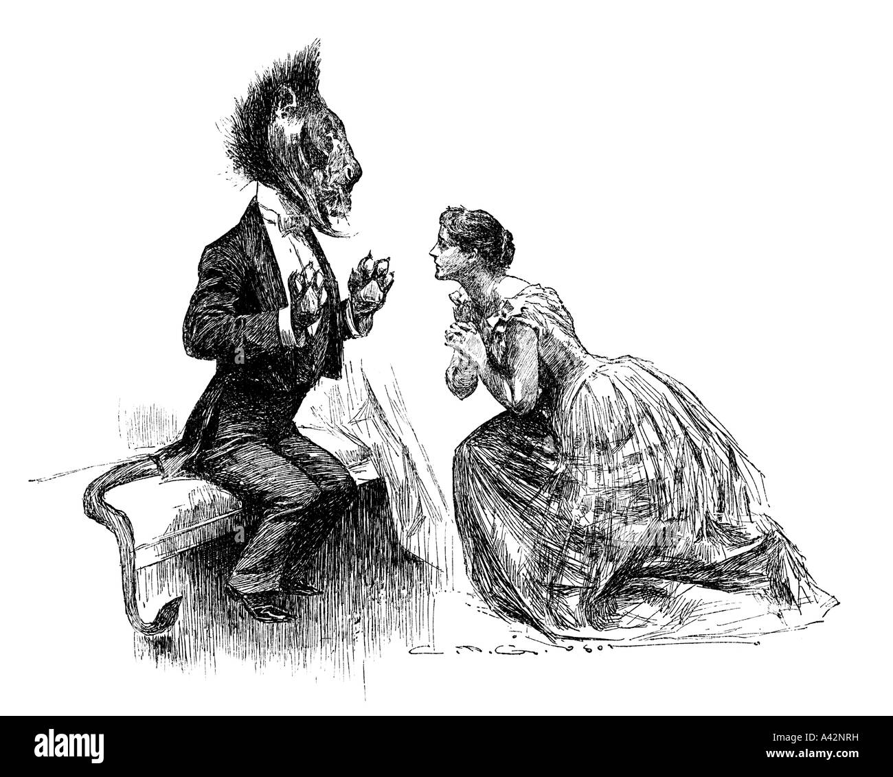 Beauty Beast Black and White Stock Photos & Images - Alamy