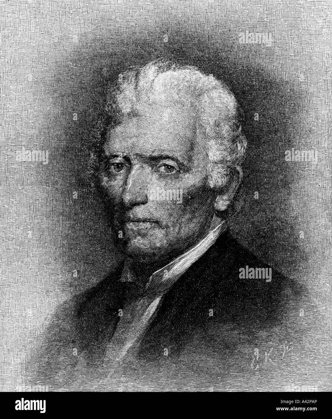 engraving of Daniel Boone American pioneer Stock Photo
