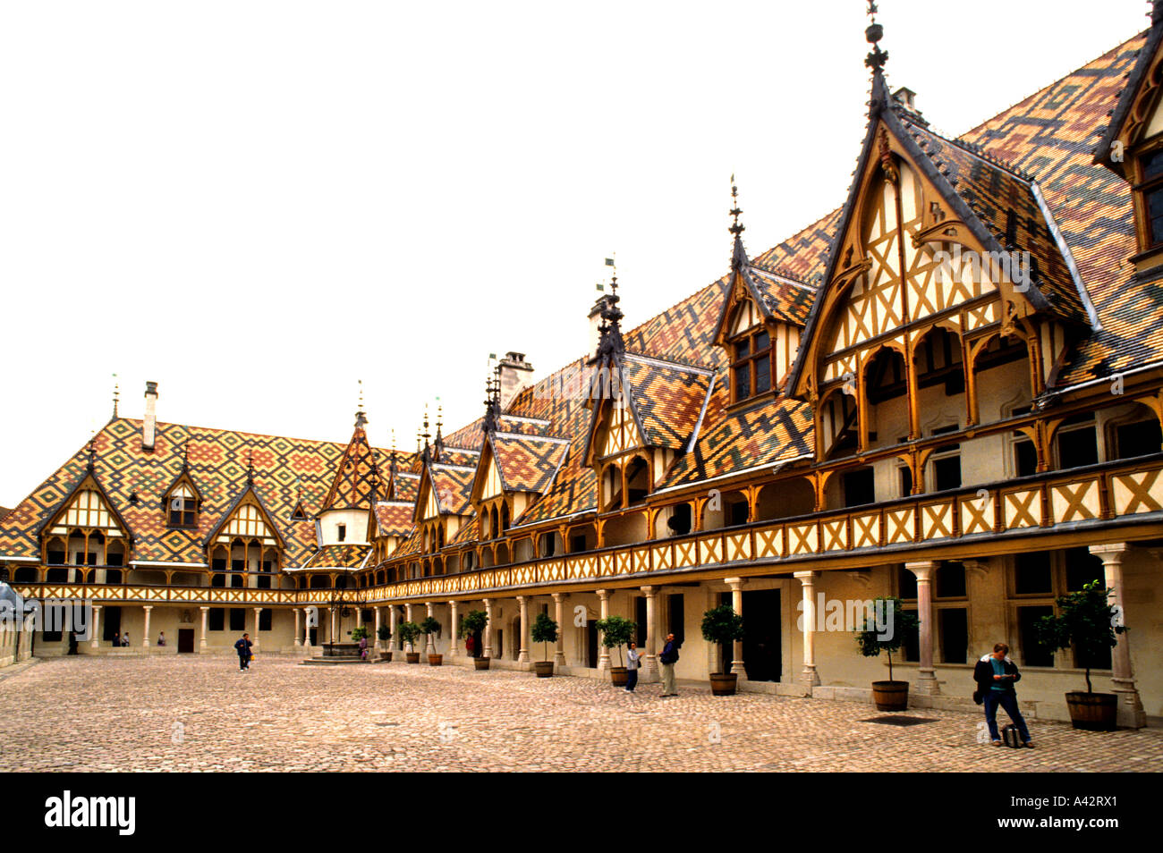 The Hotel Dieu hospital Beaune France French museum tiles Stock Photo